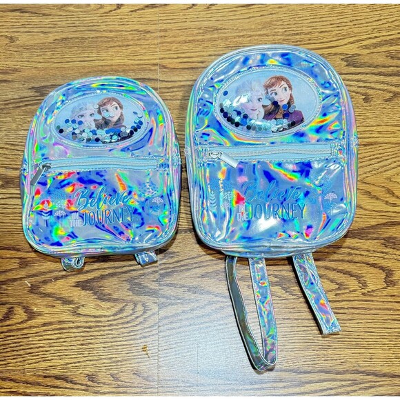Frozen 2 Foil 10" Backpack with Glitter Front Pocket Adjustable Straps, Lot Of 2 - Picture 1 of 9